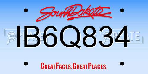IB6Q834 South Dakota License Plate