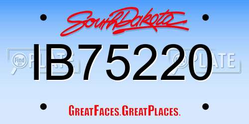 IB75220 South Dakota License Plate