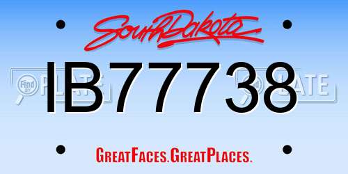 IB77738 South Dakota License Plate