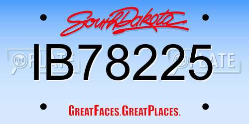 IB78225 South Dakota License Plate