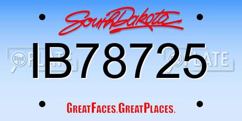 IB78725 South Dakota License Plate