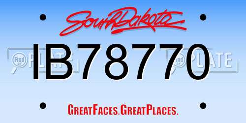 IB78770 South Dakota License Plate