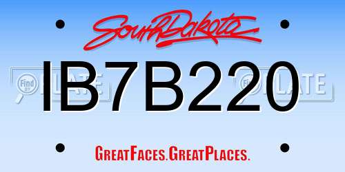 IB7B220 South Dakota License Plate