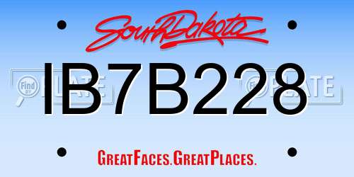 IB7B228 South Dakota License Plate