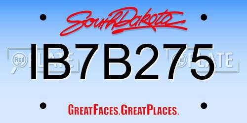 IB7B275 South Dakota License Plate