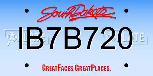 IB7B720 South Dakota License Plate