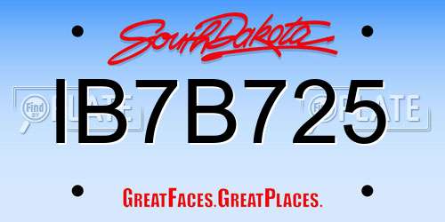 IB7B725 South Dakota License Plate