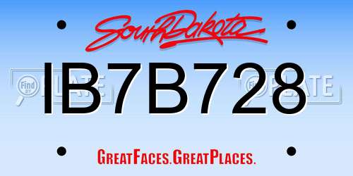 IB7B728 South Dakota License Plate