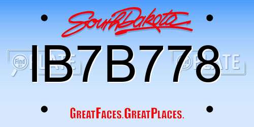 IB7B778 South Dakota License Plate