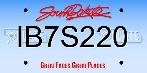 IB7S220 South Dakota License Plate