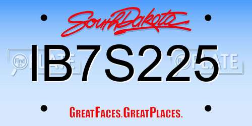 IB7S225 South Dakota License Plate
