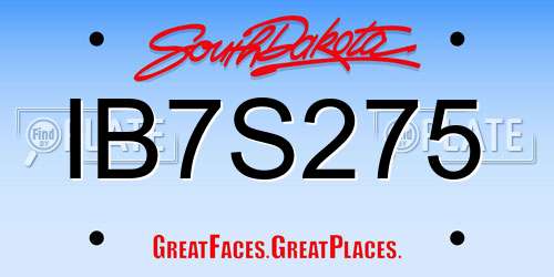 IB7S275 South Dakota License Plate