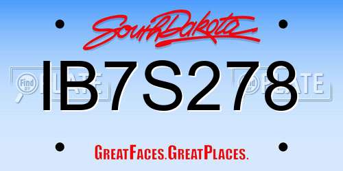 IB7S278 South Dakota License Plate