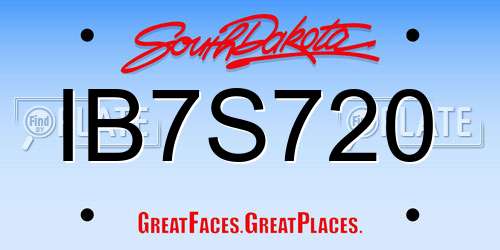 IB7S720 South Dakota License Plate
