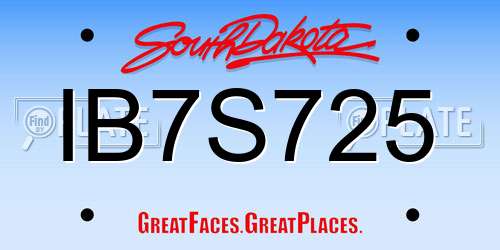 IB7S725 South Dakota License Plate