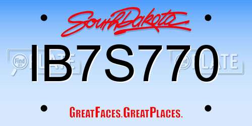 IB7S770 South Dakota License Plate