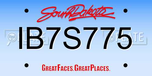 IB7S775 South Dakota License Plate