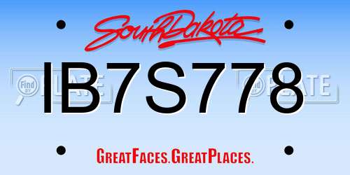 IB7S778 South Dakota License Plate
