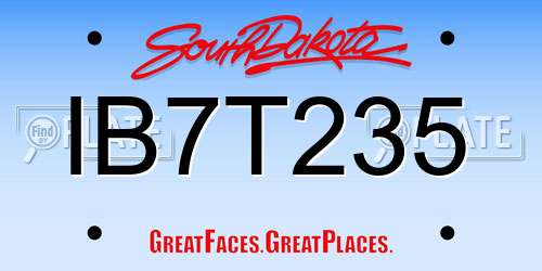 IB7T235 South Dakota License Plate