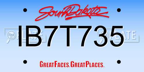 IB7T735 South Dakota License Plate