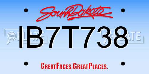 IB7T738 South Dakota License Plate