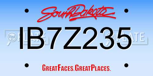 IB7Z235 South Dakota License Plate