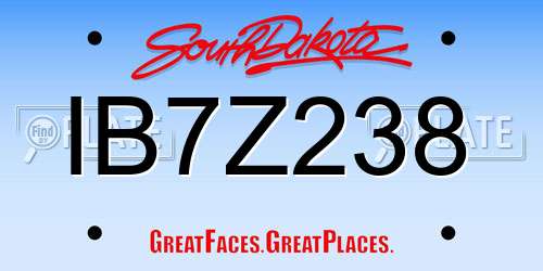 IB7Z238 South Dakota License Plate