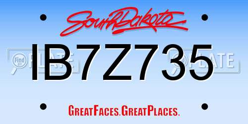 IB7Z735 South Dakota License Plate