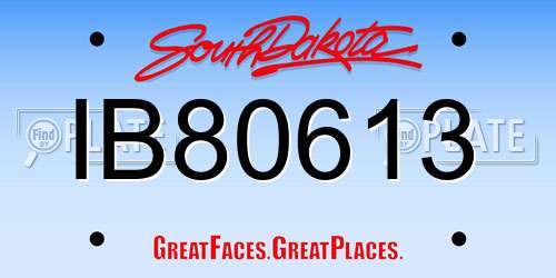 IB80613 South Dakota License Plate
