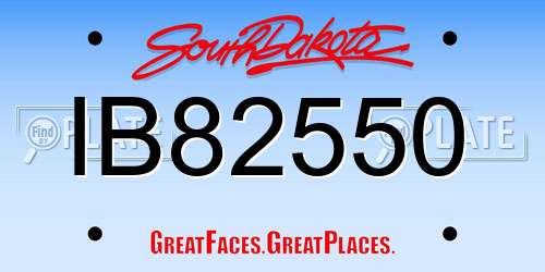 IB82550 South Dakota License Plate