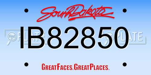 IB82850 South Dakota License Plate