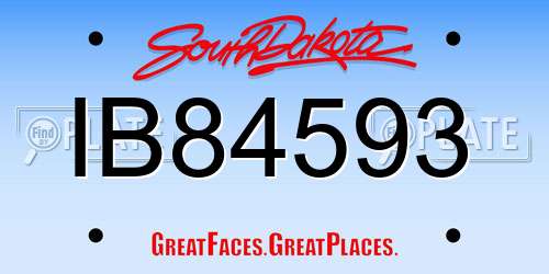 IB84593 South Dakota License Plate
