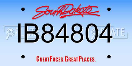 IB84804 South Dakota License Plate
