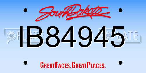 IB84945 South Dakota License Plate