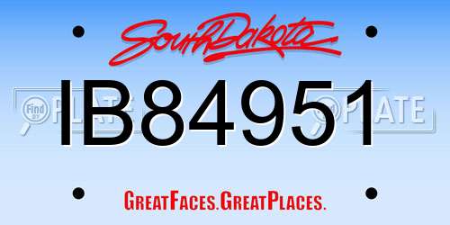 IB84951 South Dakota License Plate