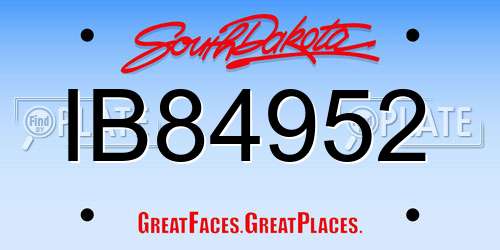 IB84952 South Dakota License Plate