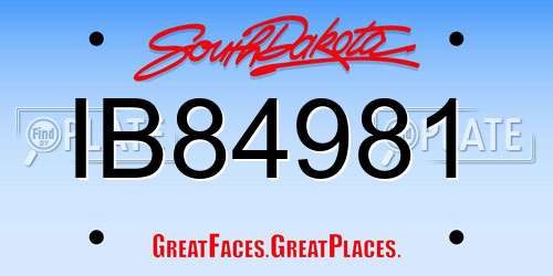 IB84981 South Dakota License Plate