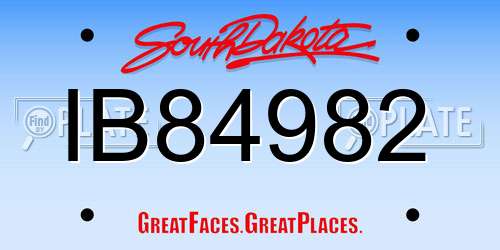 IB84982 South Dakota License Plate