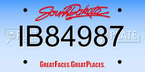 IB84987 South Dakota License Plate