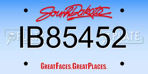 IB85452 South Dakota License Plate