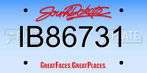 IB86731 South Dakota License Plate