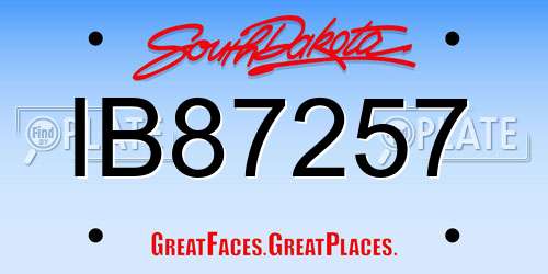 IB87257 South Dakota License Plate