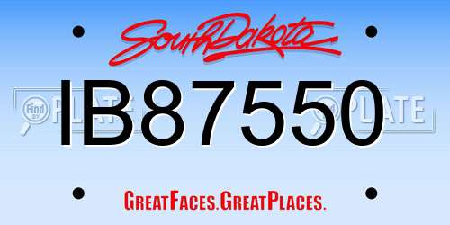 IB87550 South Dakota License Plate