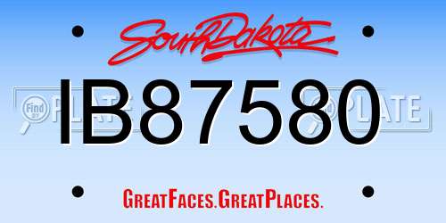 IB87580 South Dakota License Plate