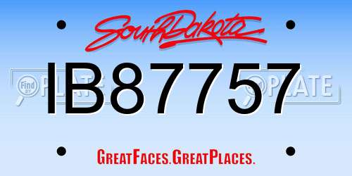 IB87757 South Dakota License Plate
