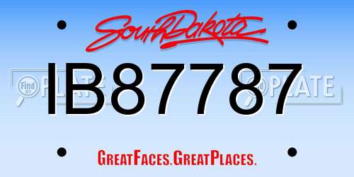 IB87787 South Dakota License Plate