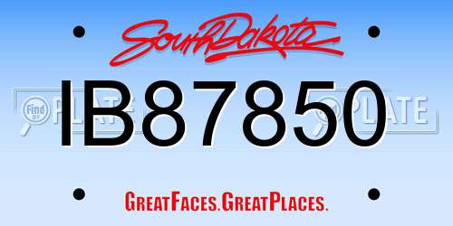 IB87850 South Dakota License Plate