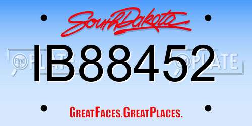 IB88452 South Dakota License Plate
