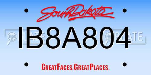 IB8A804 South Dakota License Plate