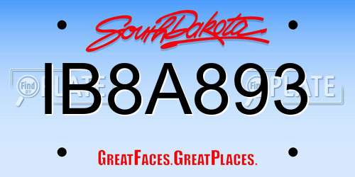 IB8A893 South Dakota License Plate